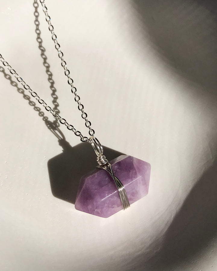 Lepidolite Necklace | Silver