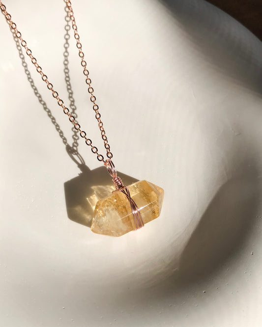 Citrine Necklace | Rose Gold | 50cm