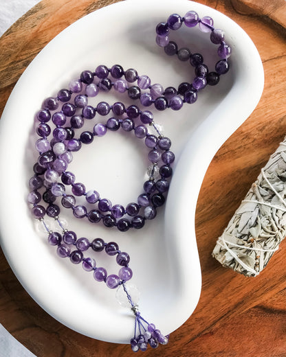 CLEANSING | Chevron Amethyst Mala Necklace