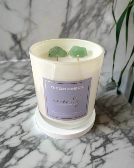 SERENITY | Coconut + Lime Crystal Infused Candle