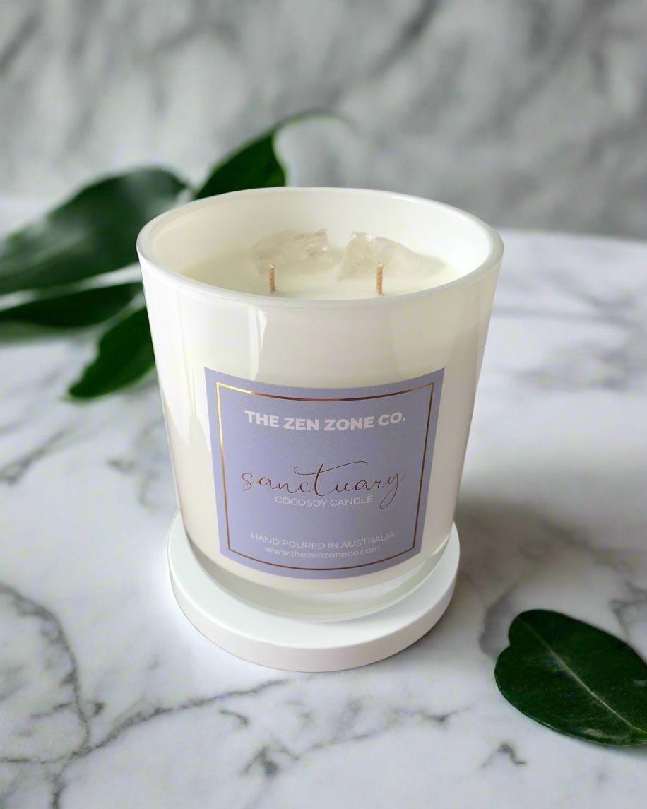 SANCTUARY | Camellia + Pink Lotus Crystal Infused Candle