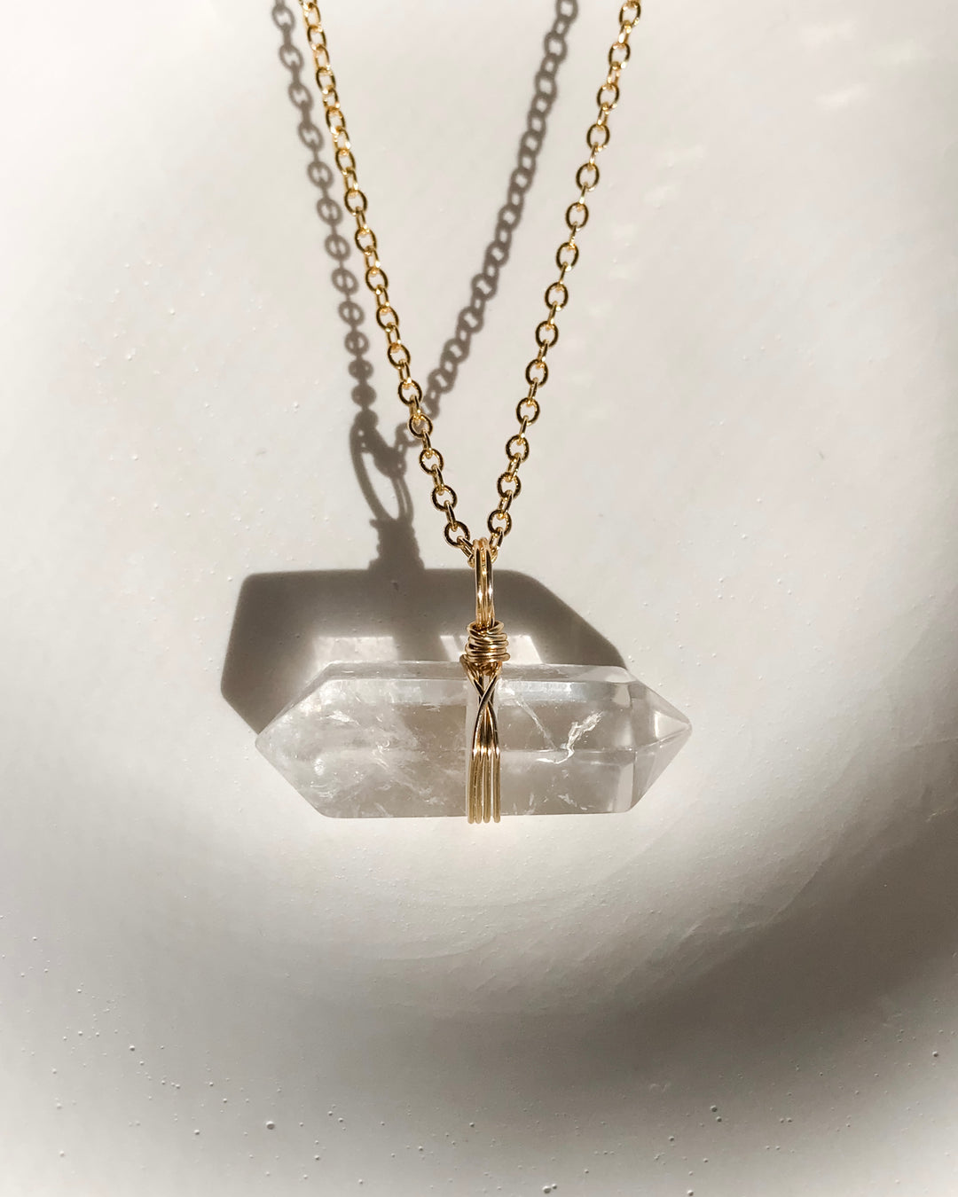 Clear Quartz Necklace | Gold