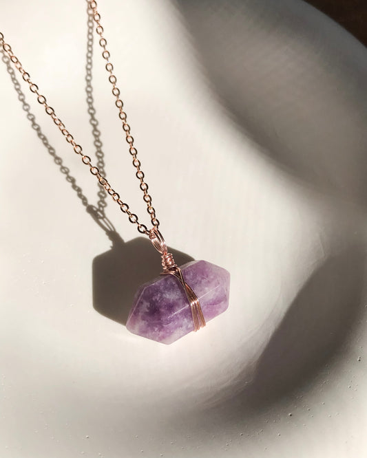 Lepidolite Necklace | Rose Gold | 50cm