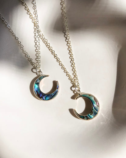 Silver Abalone Moon Necklace | 45cm