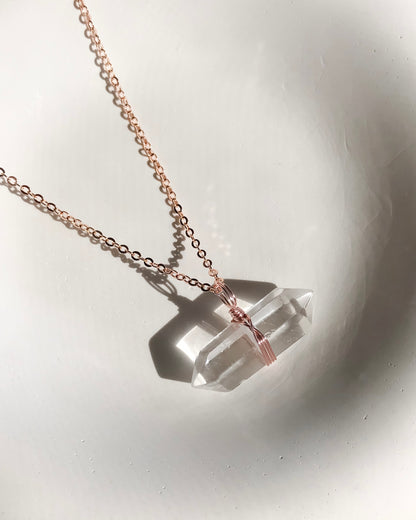 Clear Quartz Necklace | Rose Gold | 50cm