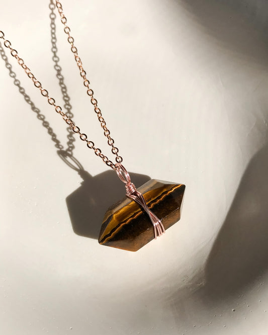 Brown Tiger Eye Necklace | Rose Gold | 50cm