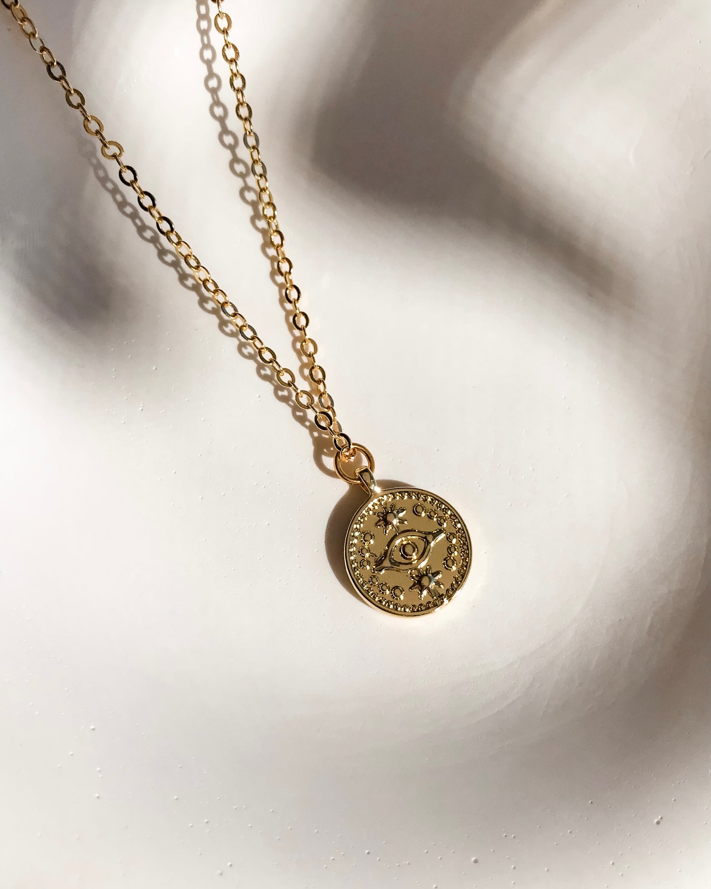 Nazar Evil Eye Coin Pendant Necklace | Gold | Various Lengths