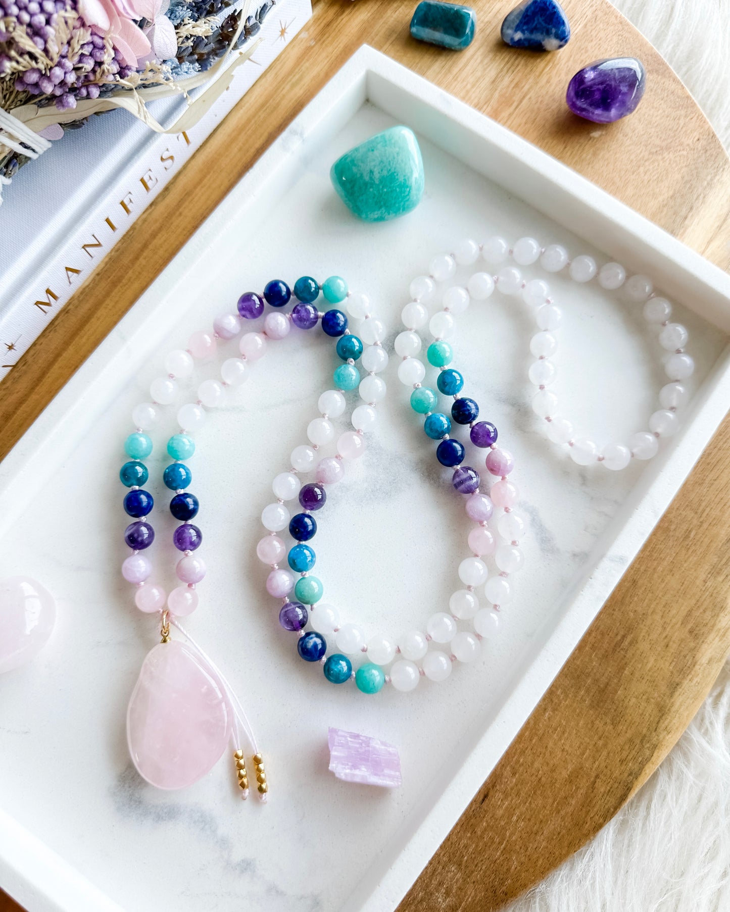 BEYOND BEWITCHING Mala Necklace | Amazonite, Amethyst, Apatite, Jade, Kunzite, Rose Quartz + Sodalite