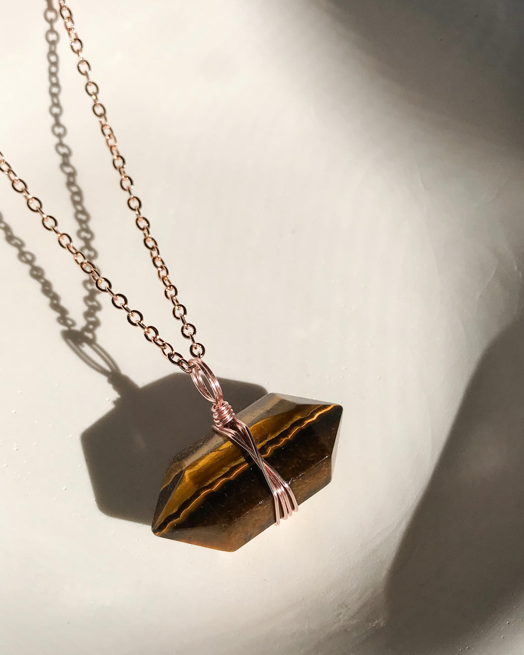 BROWN TIGER EYE Necklace | Rose Gold