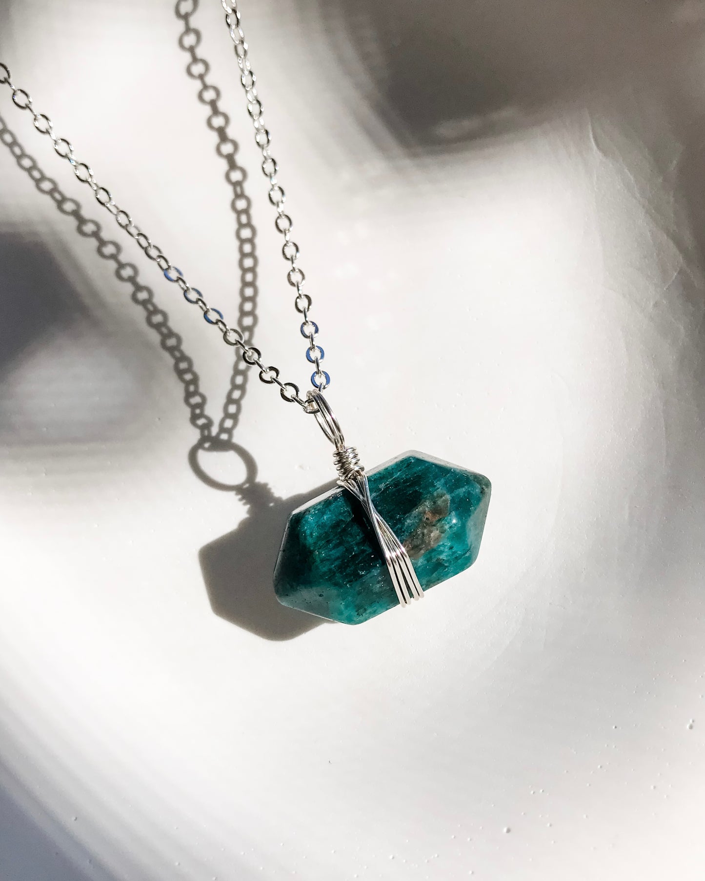 Apatite Necklace | Silver | 50cm