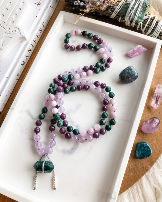 BLOSSOM Mala Necklace | Amethyst, Apatite, Kunzite + Ruby