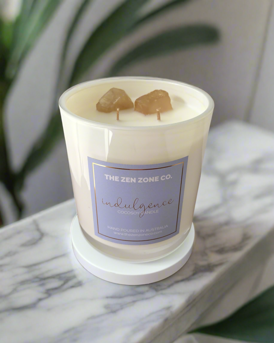 INDULGENCE | Vanilla Caramel Crystal Infused Candle