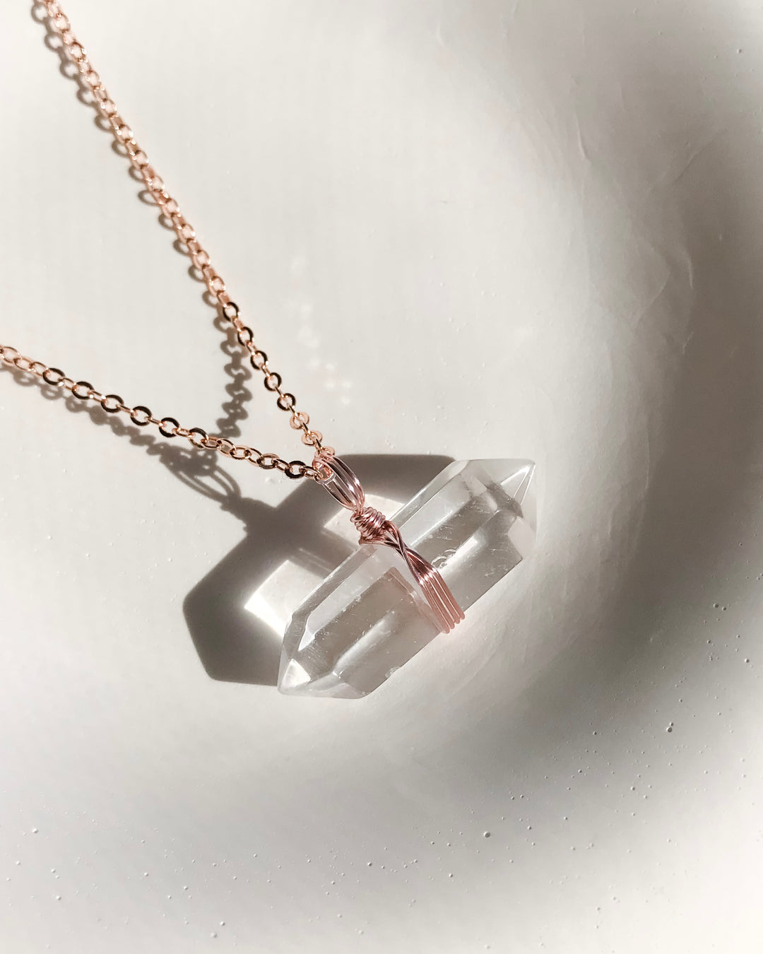 CLEAR QUARTZ Necklace | Rose Gold