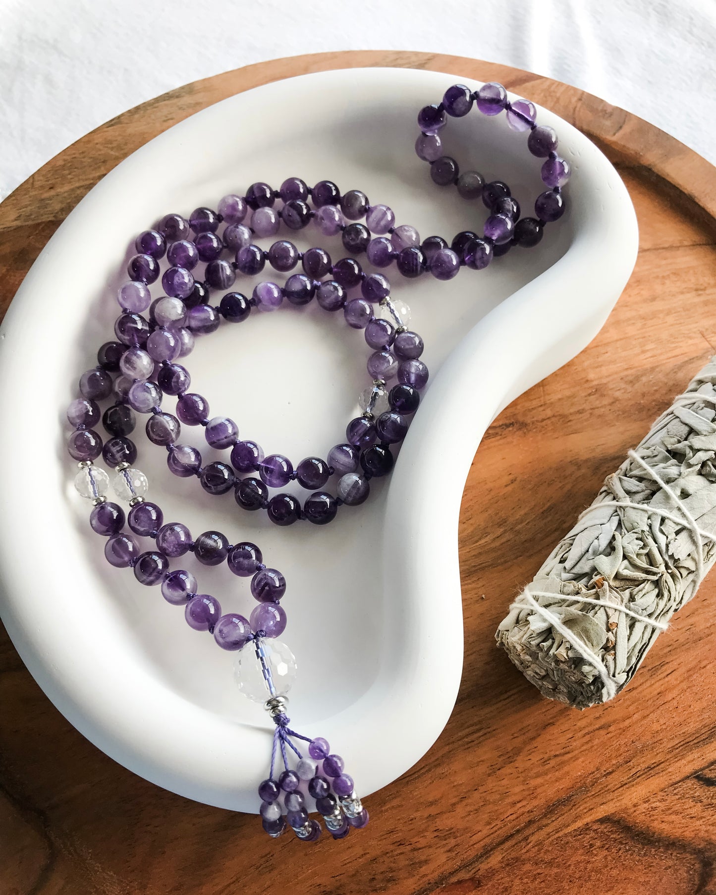 CLEANSING | Chevron Amethyst Mala Necklace