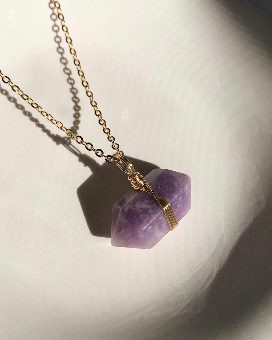 Lepidolite Necklace | Gold