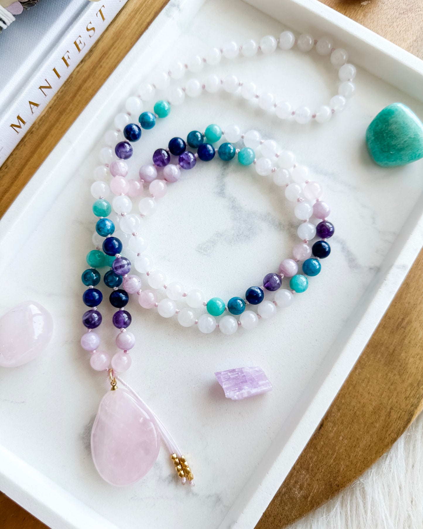 BEYOND BEWITCHING Mala Necklace | Amazonite, Amethyst, Apatite, Jade, Kunzite, Rose Quartz + Sodalite