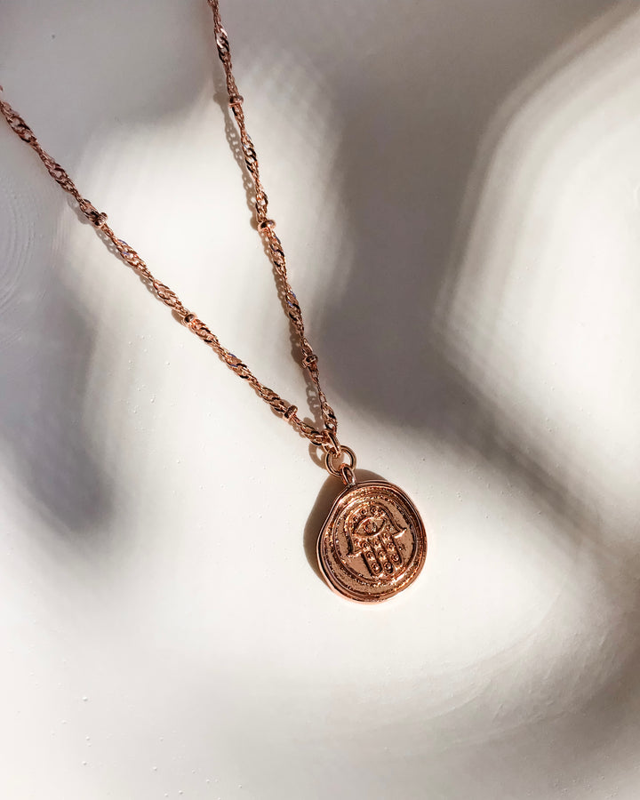 HAMSA Pendant Necklace | Rose Gold