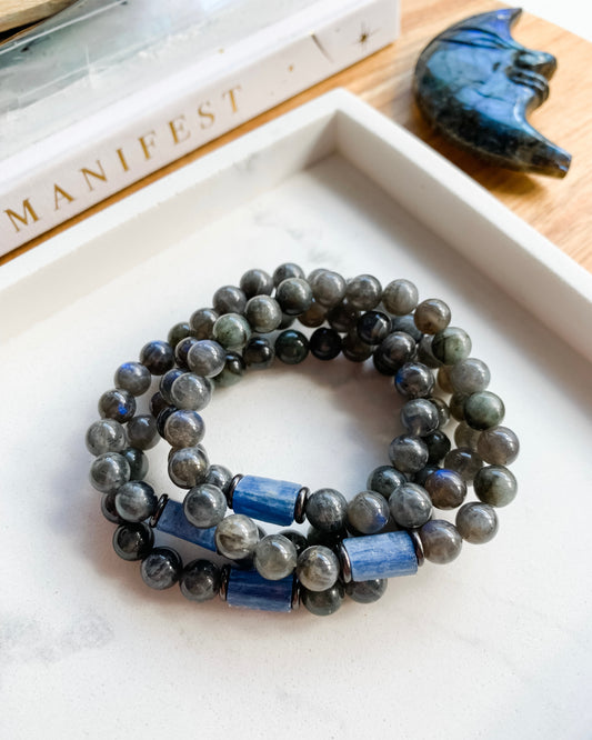 AWAKENING INTUITION | Kyanite + Labradorite Mala Bracelet