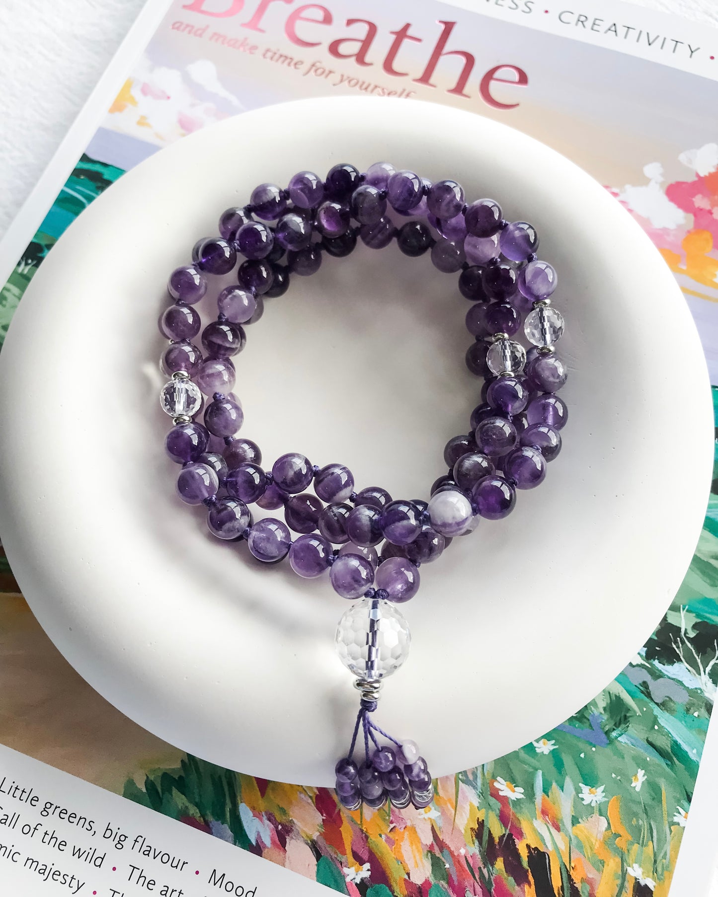 CLEANSING | Chevron Amethyst Mala Necklace