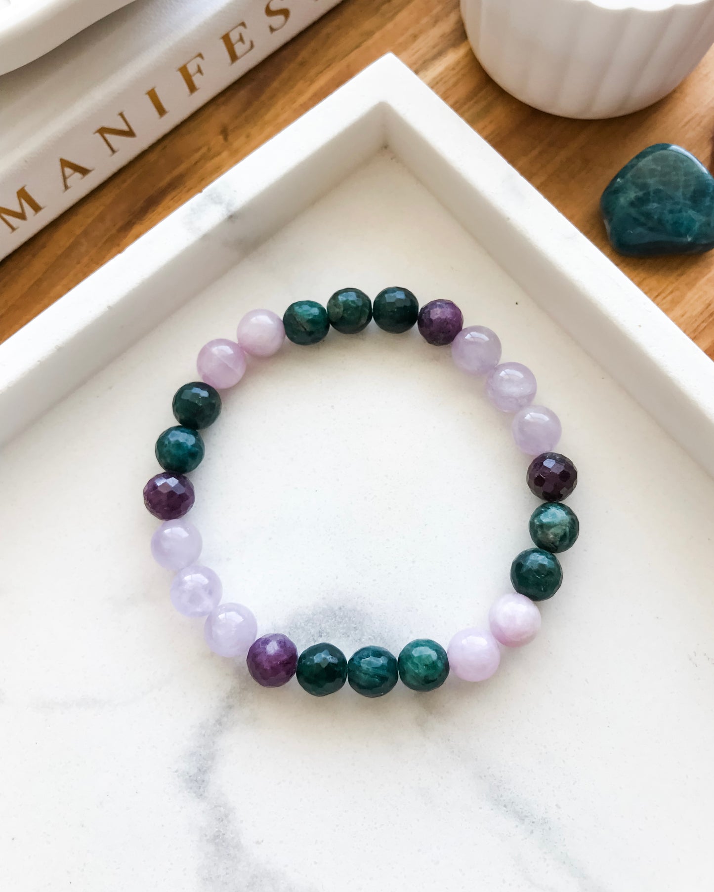 DRYAD | Amethyst, Apatite, Kunzite + Ruby Mala Bracelets