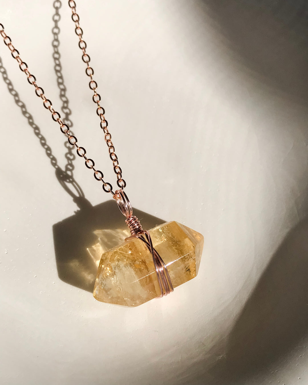 Citrine Necklace | Rose Gold