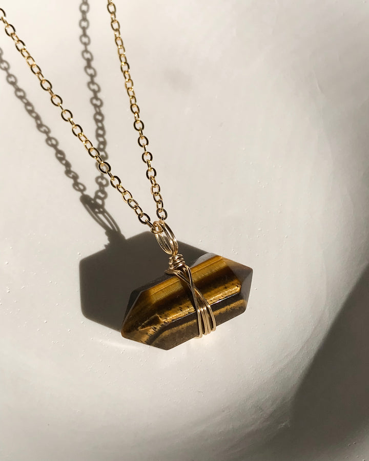 BROWN TIGER EYE Necklace | Gold