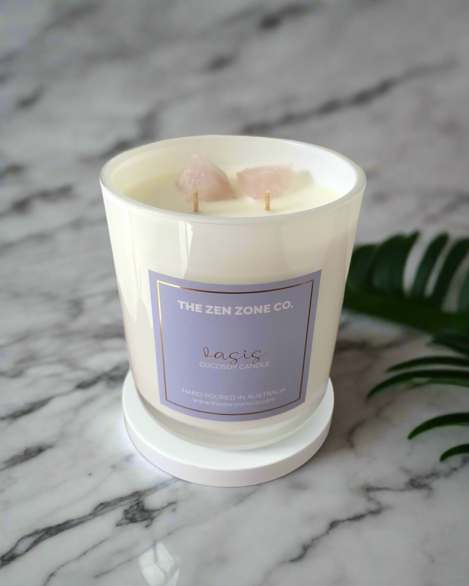 OASIS | Lychee + Guava Sorbet Crystal Infused Candle