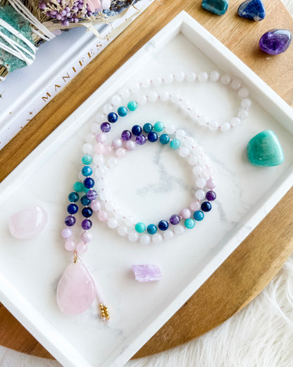 BEYOND BEWITCHING Mala Necklace | Amazonite, Amethyst, Apatite, Jade, Kunzite, Rose Quartz + Sodalite