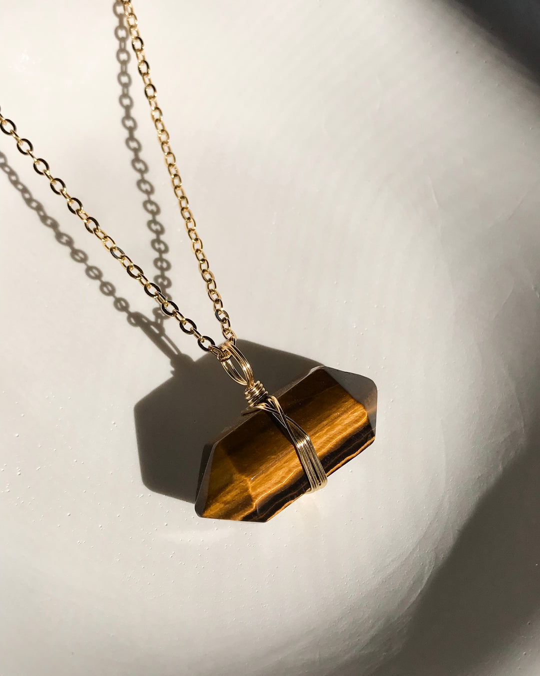 BROWN TIGER EYE Necklace | Gold