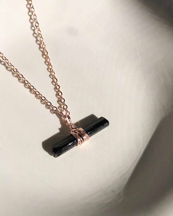 BLACK TOURMALINE Necklace | Rose Gold