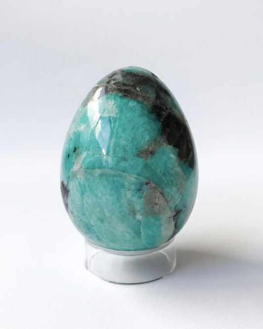 The Zen Zone Co Amazonite, Smoky Quartz + Lepidolite Crystal Egg