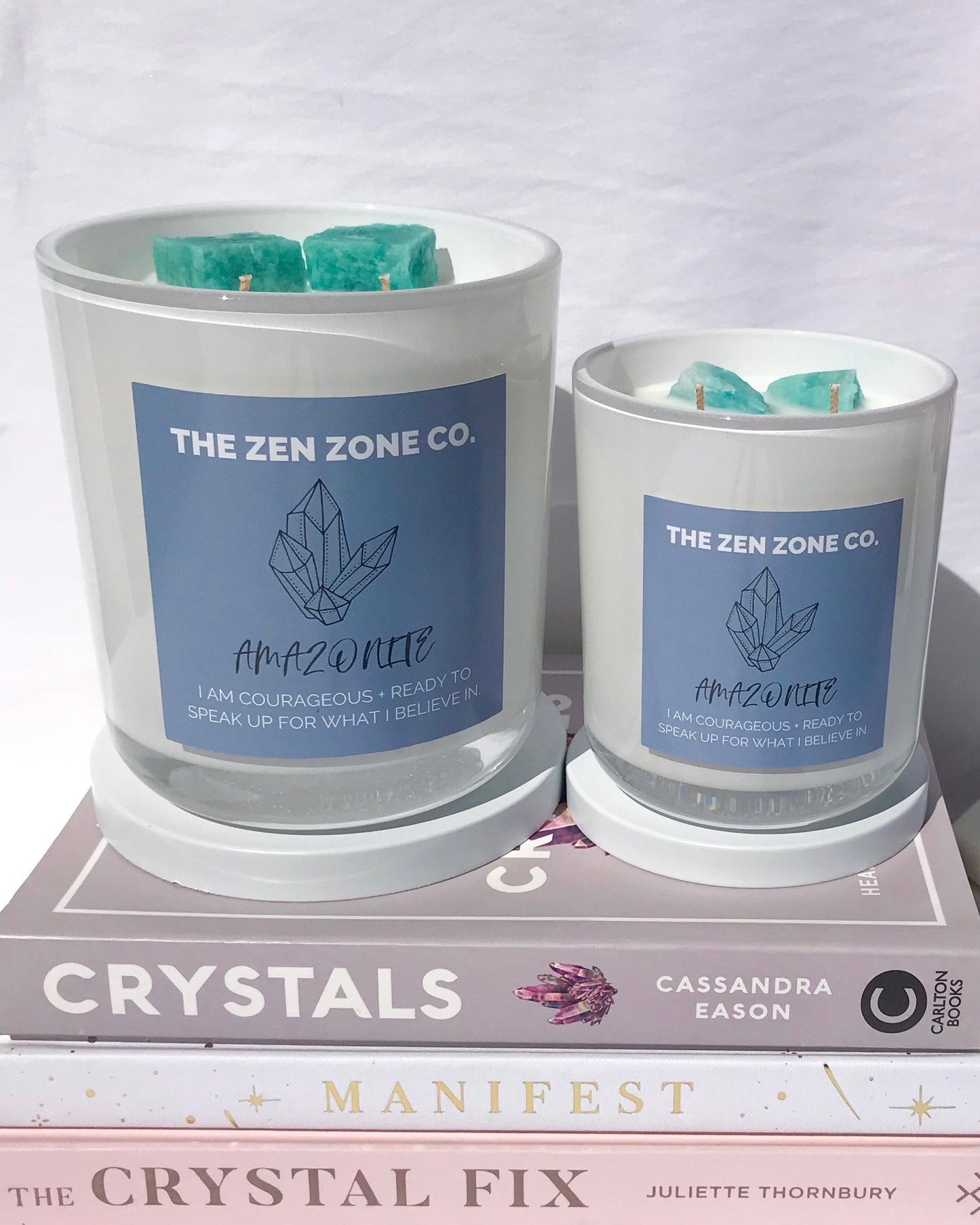 amazonite crystal infused candles