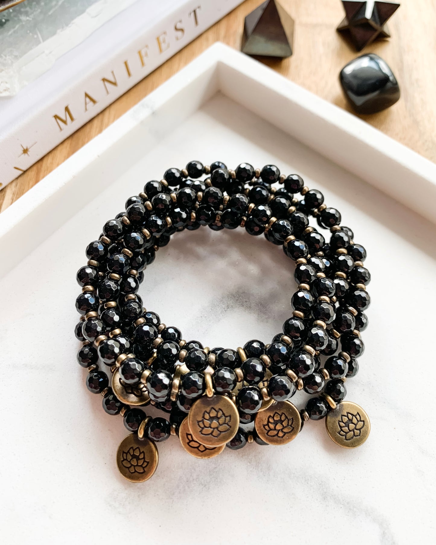 Bronze Charm Bracelet | Black Onyx