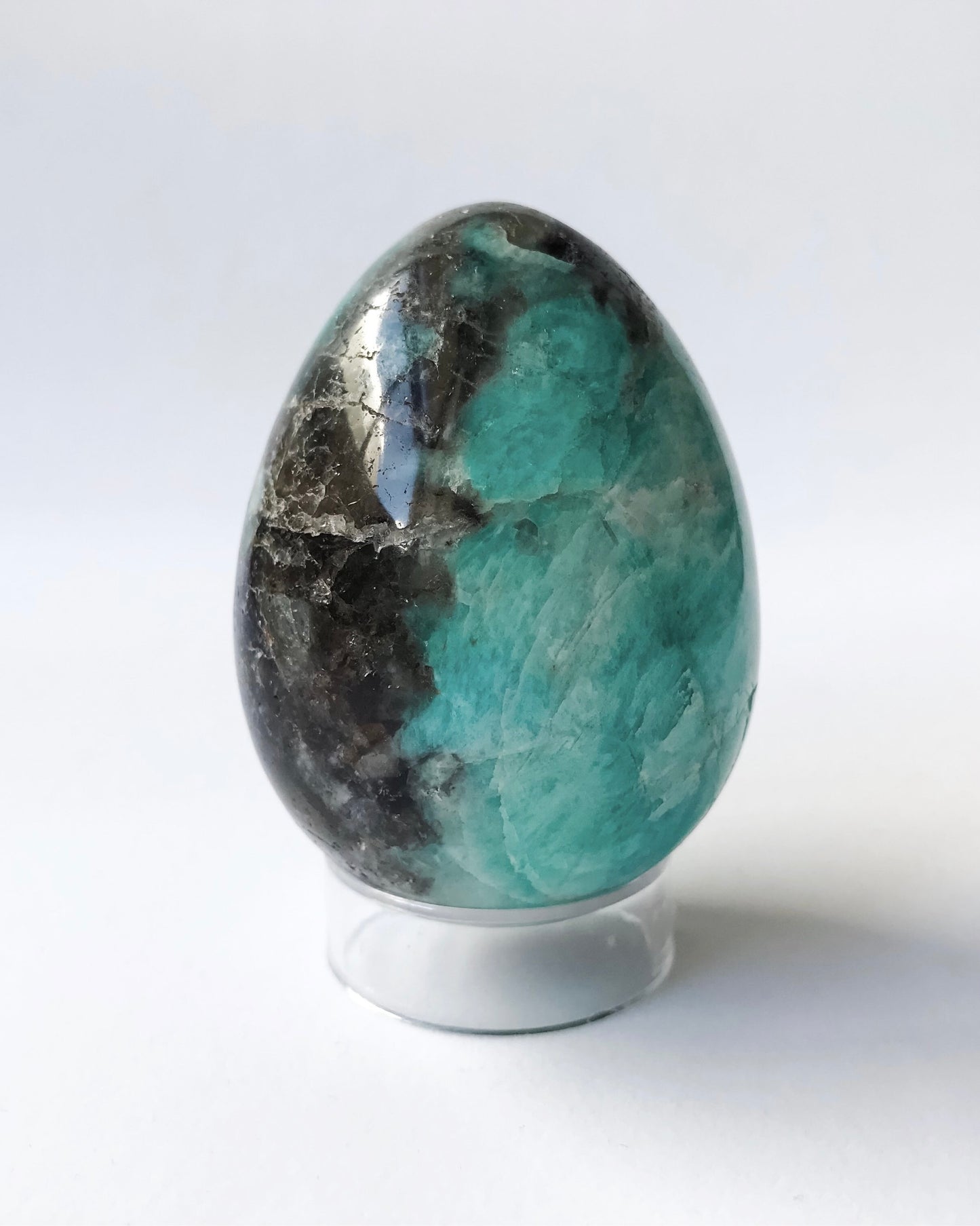 Amazonite, Smoky Quartz + Lepidolite Egg