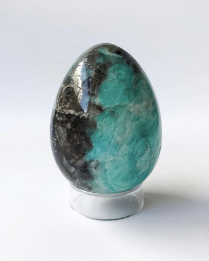Amazonite, Smoky Quartz + Lepidolite Egg