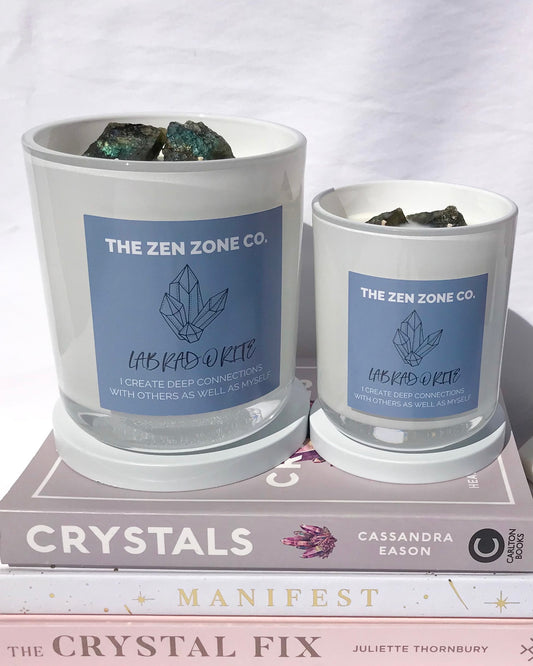 labradorite crystal infused candles